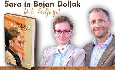 Zakonca Doljak in naslovnica knjige, ki bo predstavljena.